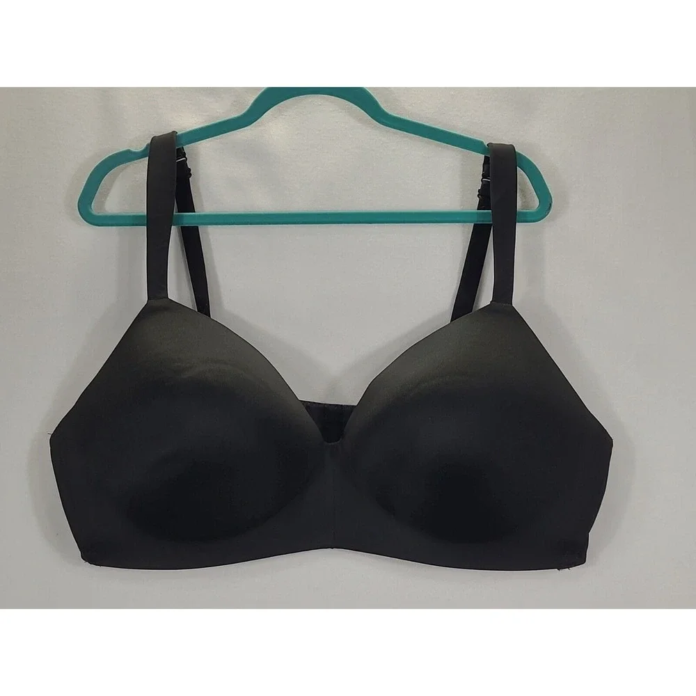 Cacique Bra Size 44DD No Wire Lightly Lined‎ T-Shirt Black
